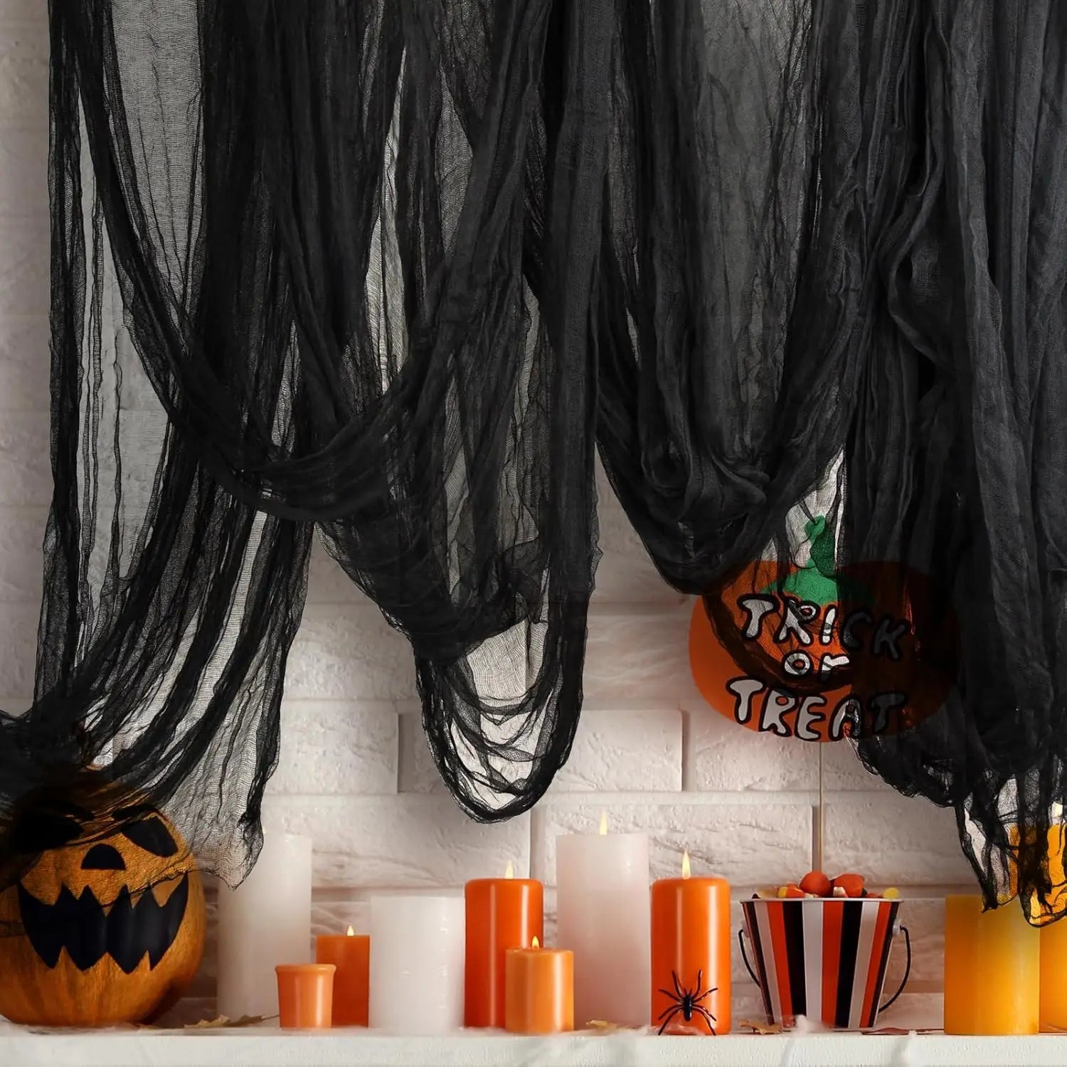 Halloween Black Gauze Outdoor Hanging Scary Gauze Ghost Cloth for Haunted House Scene Props Halloween Party Decoration Props