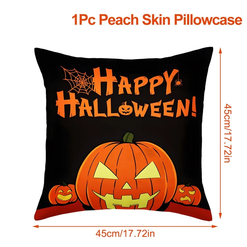 Halloween Linen Cushion Cover Trick or Treat Theme Pillowcase Cartoon Pumpkin Ghost Pillow Cover Halloween Party Decoration 2025