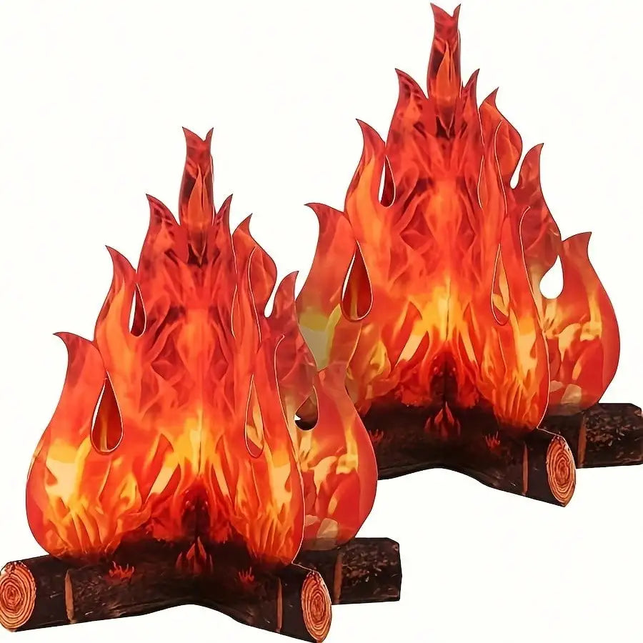 1pc, 3D Halloween Fire Decorative Cardboard Bonfire Centerpiece (10.63" X 11.81") Artificial Fire FakeFlame