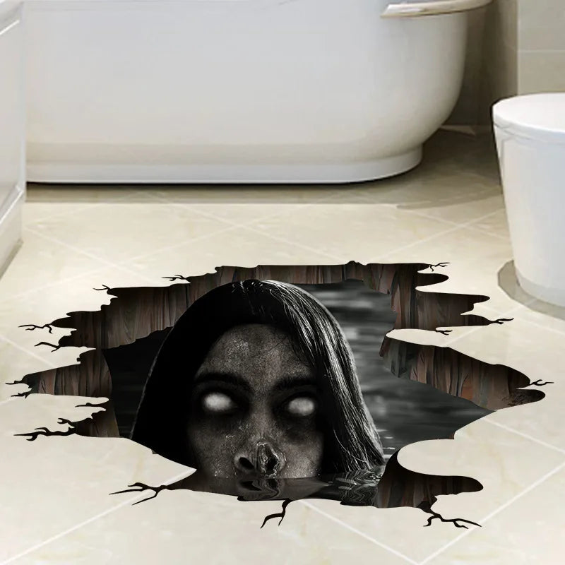 Halloween Wall Stickers Horror Thriller Broken Wall Zombie Theme Party Home Decoration Wall Stickers