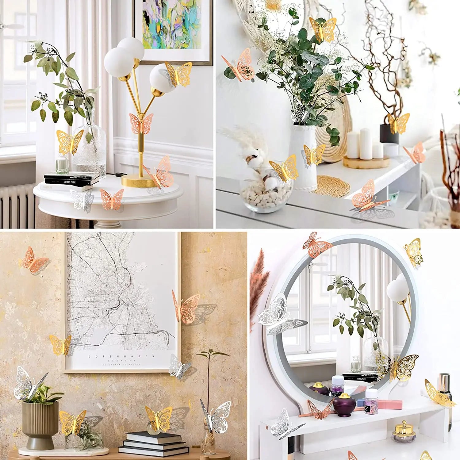 12Pcs Fashion 3D Hollow Butterfly Creative Wall Sticker For DIY Wall Stickers Modern Wall Art Home Decorations DIY Gift