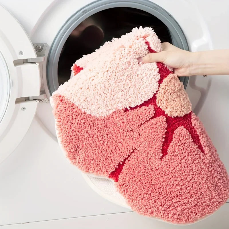 Bathroom Floor Mat Two Color Flower Pattern Premium Soft and Comfortable Bathtub Rug Suitable for Bathroom Bathtub Laundry Room