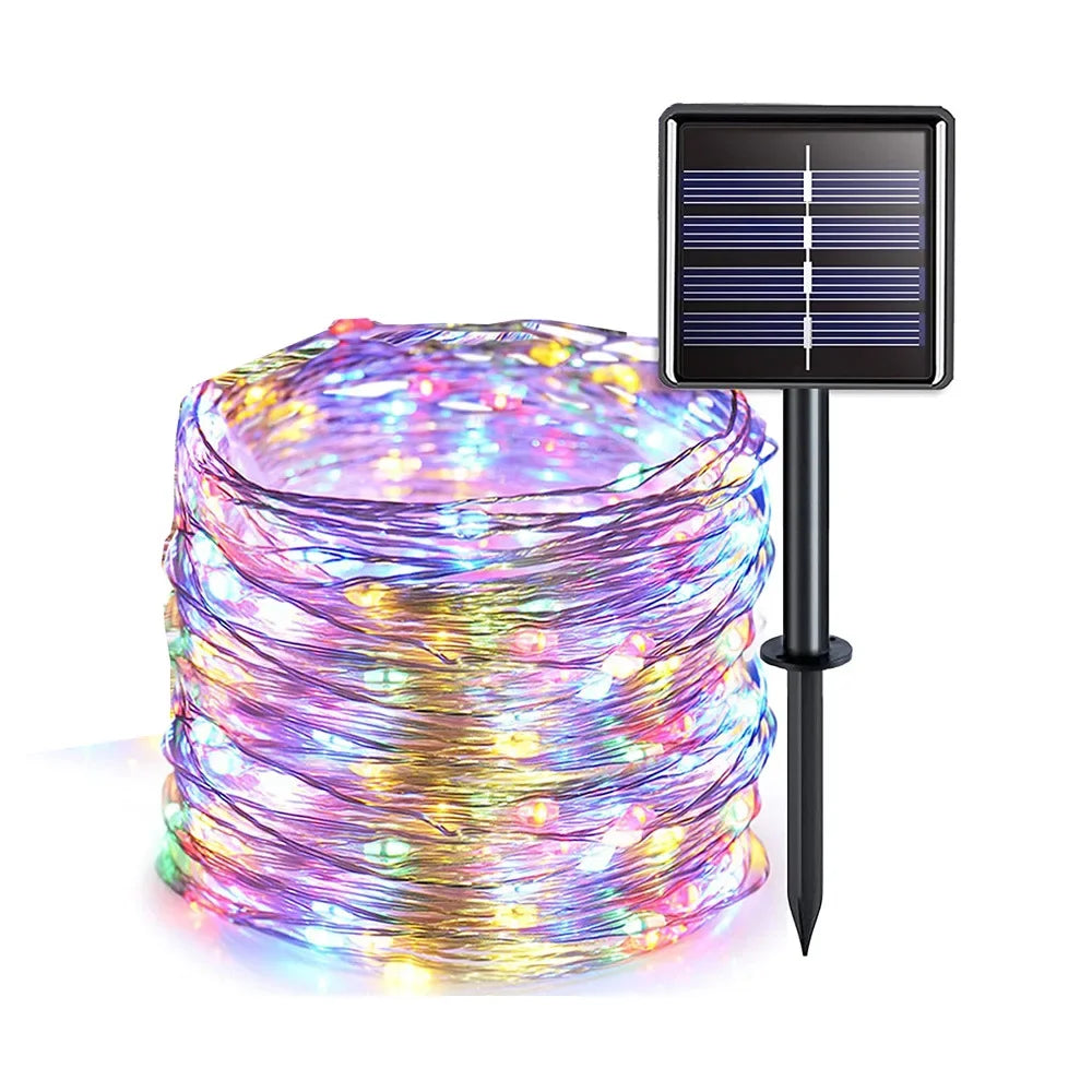 7M~42M Solar Power Fairy String Lights, Waterproof, Copper Wire, Christmas Party Garland, Outdoor Garden, Wedding