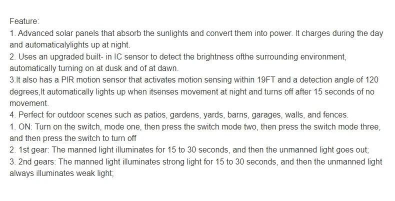 Powerful Outdoor Solar LED Street Light Waterproof Solar Lamp Garden Yard Pathway Wall Decoration External Lighting Fixture