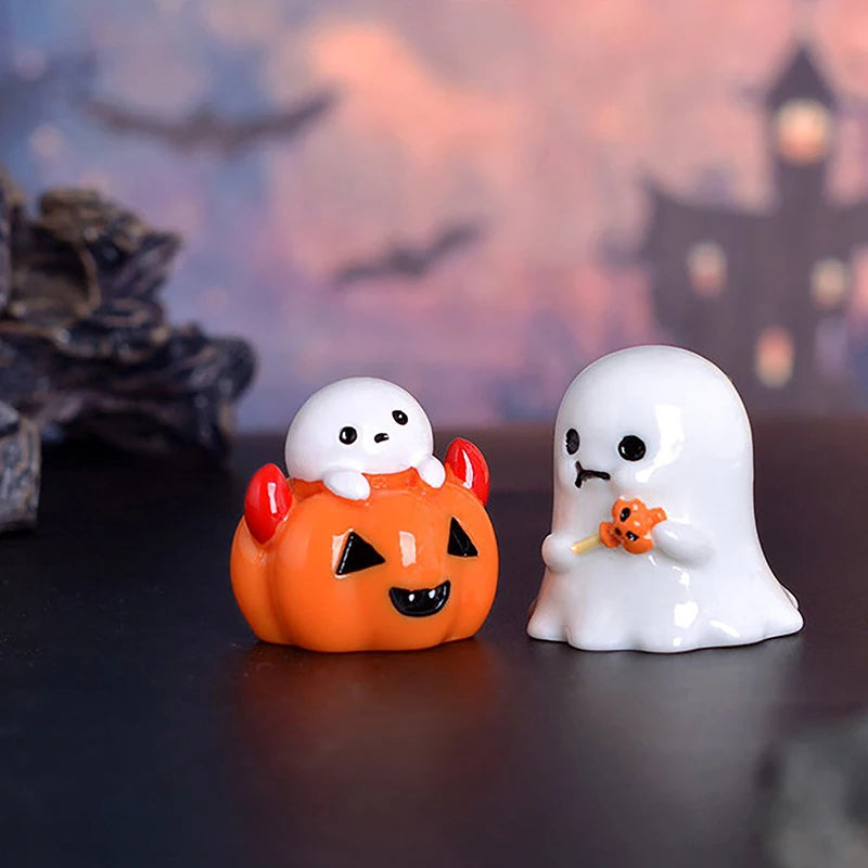 Halloween Micro Landscape Miniature Figurines Resin Craft Mini Fairy Garden Ornaments Cute Pumpkin Ghost Vampire Decoration