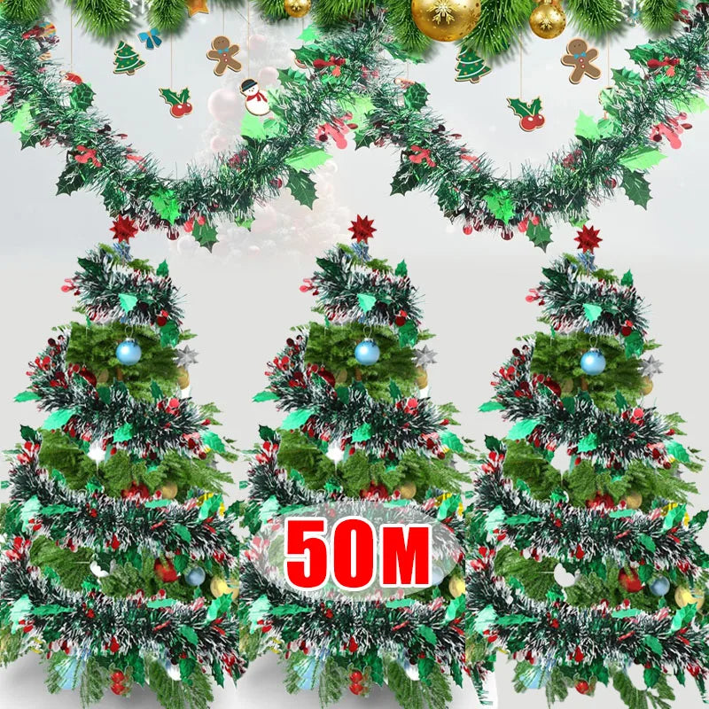 Christmas Tinsel Garland Shiny Metallic Tinsel Twist Garland Ornaments Long Glitter Christmas Tree Hanging Decor for Party Tree