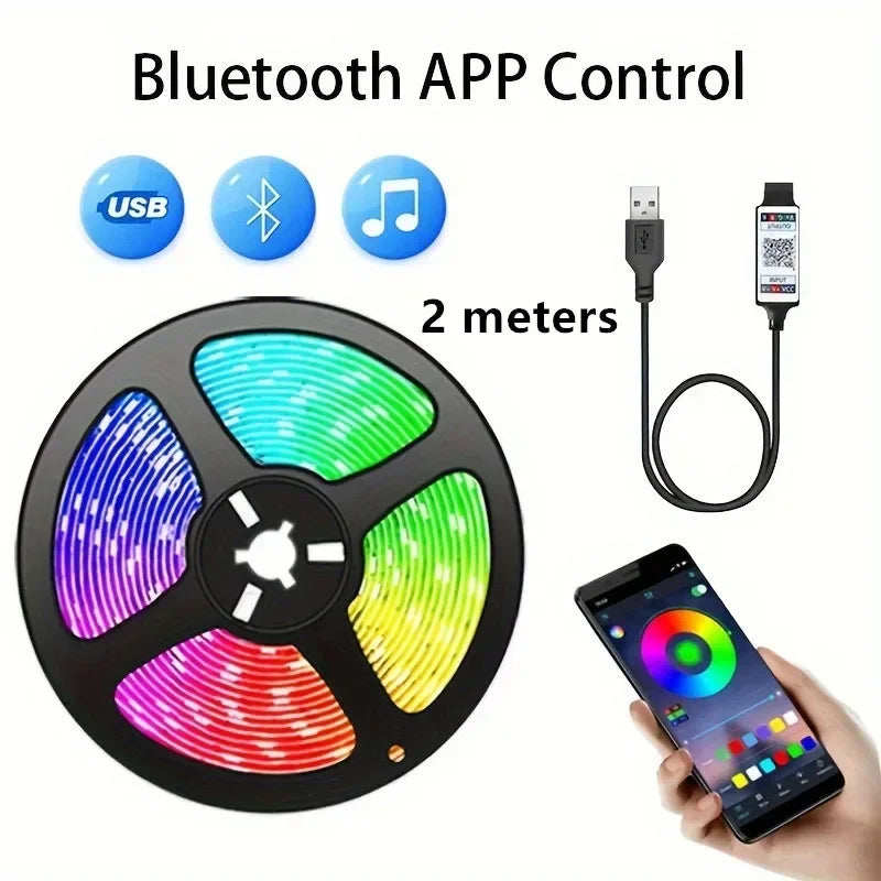 5V 5050 LED Strip Light USB Bluetooth APP Control 30LEDs/m RGB Flexible Diode For TV Backlight Lamp Home Christmas Decor Lights