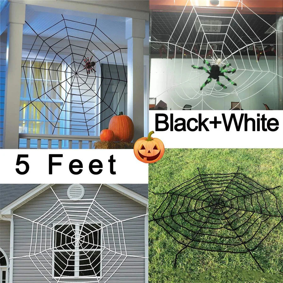 150/250cm Black White Spider Web Giant Stretchy Cobweb For Home Bar Garden Haunted House Horror Props Halloween Party Decoration