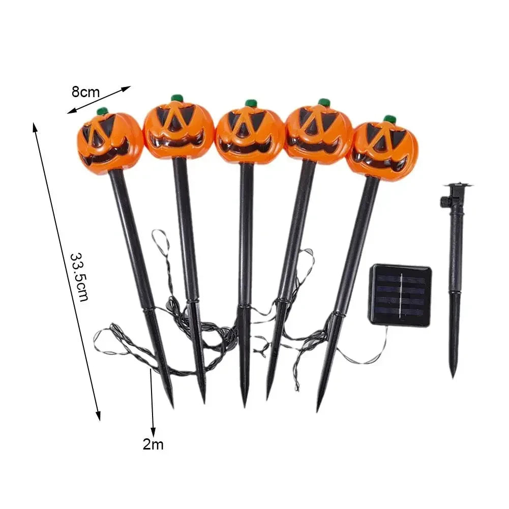 5PCS/Set Pumpkin,Ghost Solar Halloween Lights Outdoor Waterproof Pathway Light Garden Home Decoration Lamp Halloween Accessories