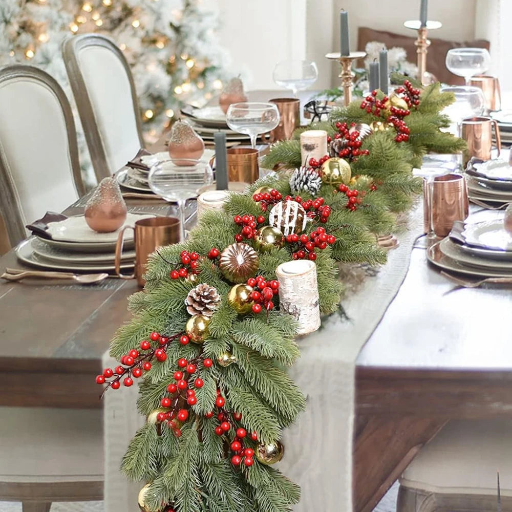 180CmArtificial Green Plants Christmas Tree Garland Wreaths Home Party Decoration Outdoor Yard Pine Tree Rattan Hanging Ornament