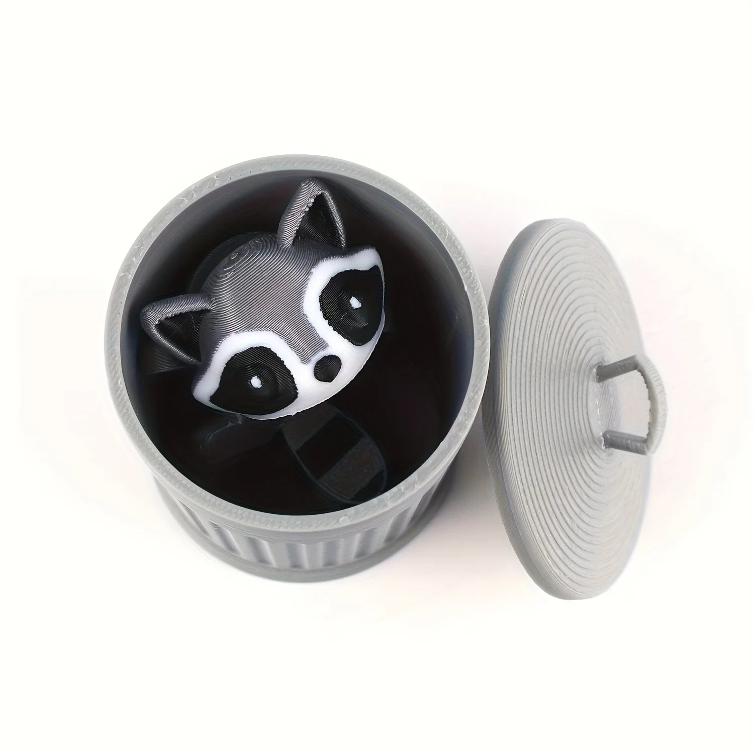 3D Printed Raccoon Trash Can Decoration- Multifunctional Indoor and Outdoor Movable Raccoon Statue, Suitable for Home, Office