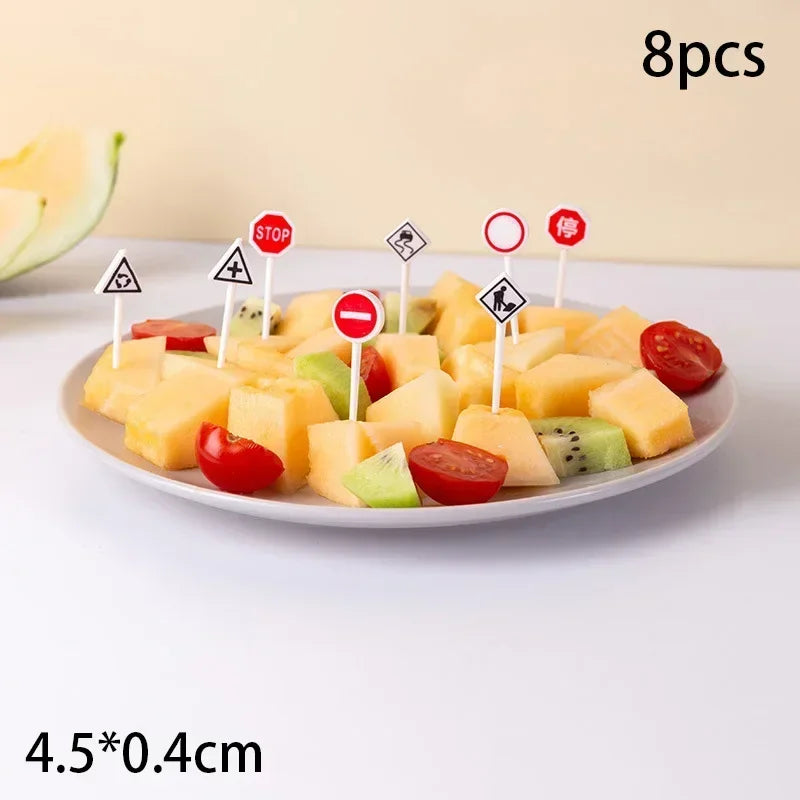 Halloween Series Plastic Fruit Fork Set Cute Cartoon Shape Cake Dessert Forks Decorations Children Lunches Toothpick Supplies