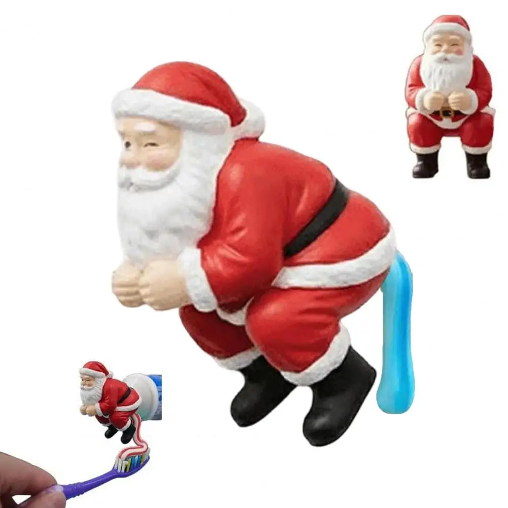 Santa Toothpaste Topper Funny Toothpaste Dispenser 3D Santa Claus Pooping Toothpaste Cap for Christmas Bathroom Decor