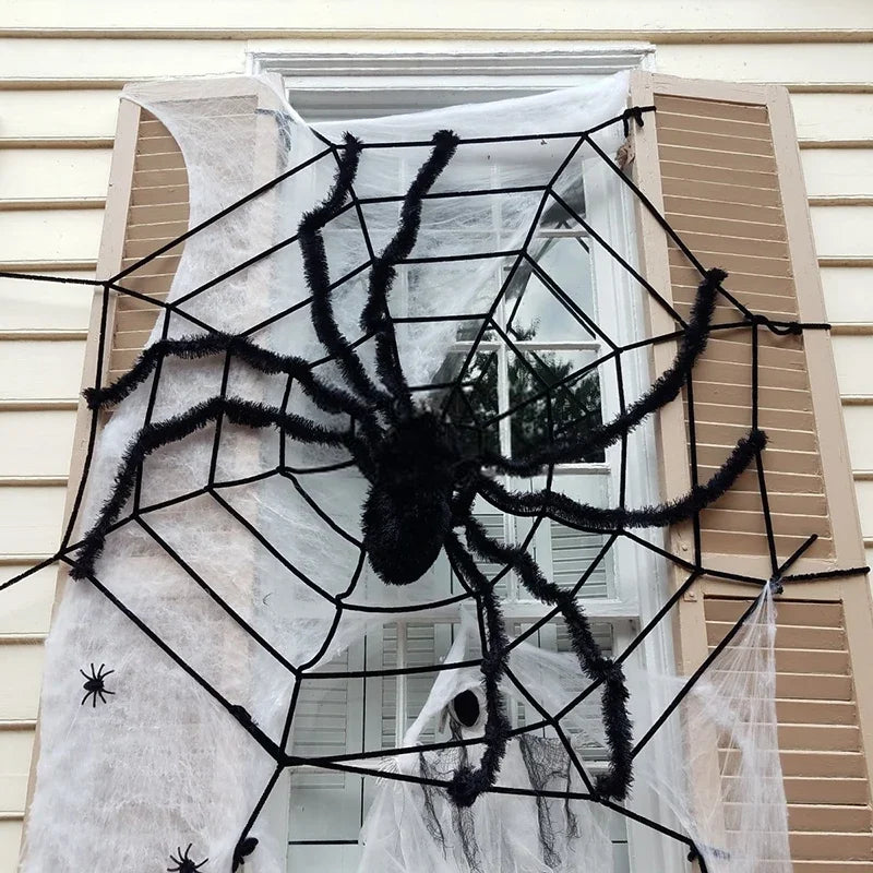 150/250cm Black White Spider Web Giant Stretchy Cobweb For Home Bar Garden Haunted House Horror Props Halloween Party Decoration