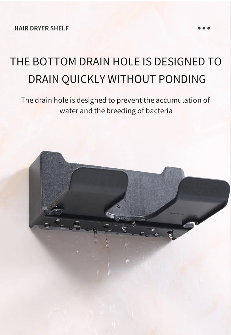 Bathroom Shelf Dryer Cradle Wall Shelves Hair Dryer Holder Shower Hairdryer Organizer Box Toilet Blower Holder Shelf Bathroom