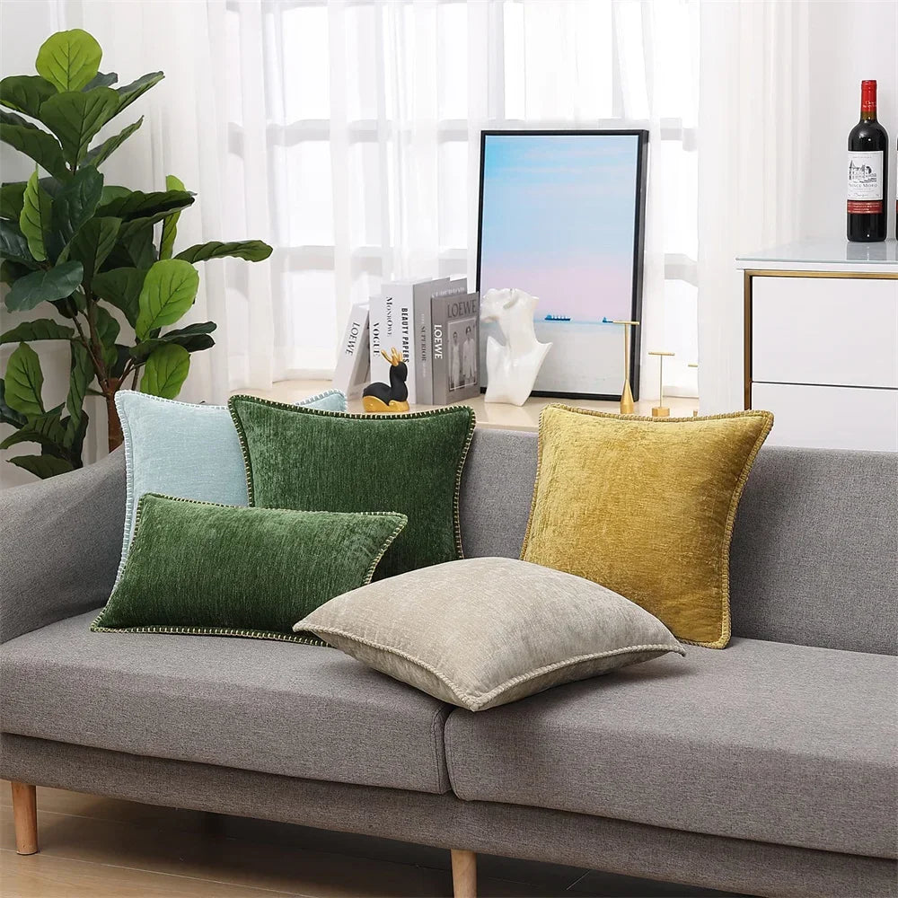 Blue Chenille Cushion Cover 45x45 Pillow Cover 30x50cm Sofa Decorative Throw Pillow Case Soft Luxury For Living Room Sofa Decor﻿