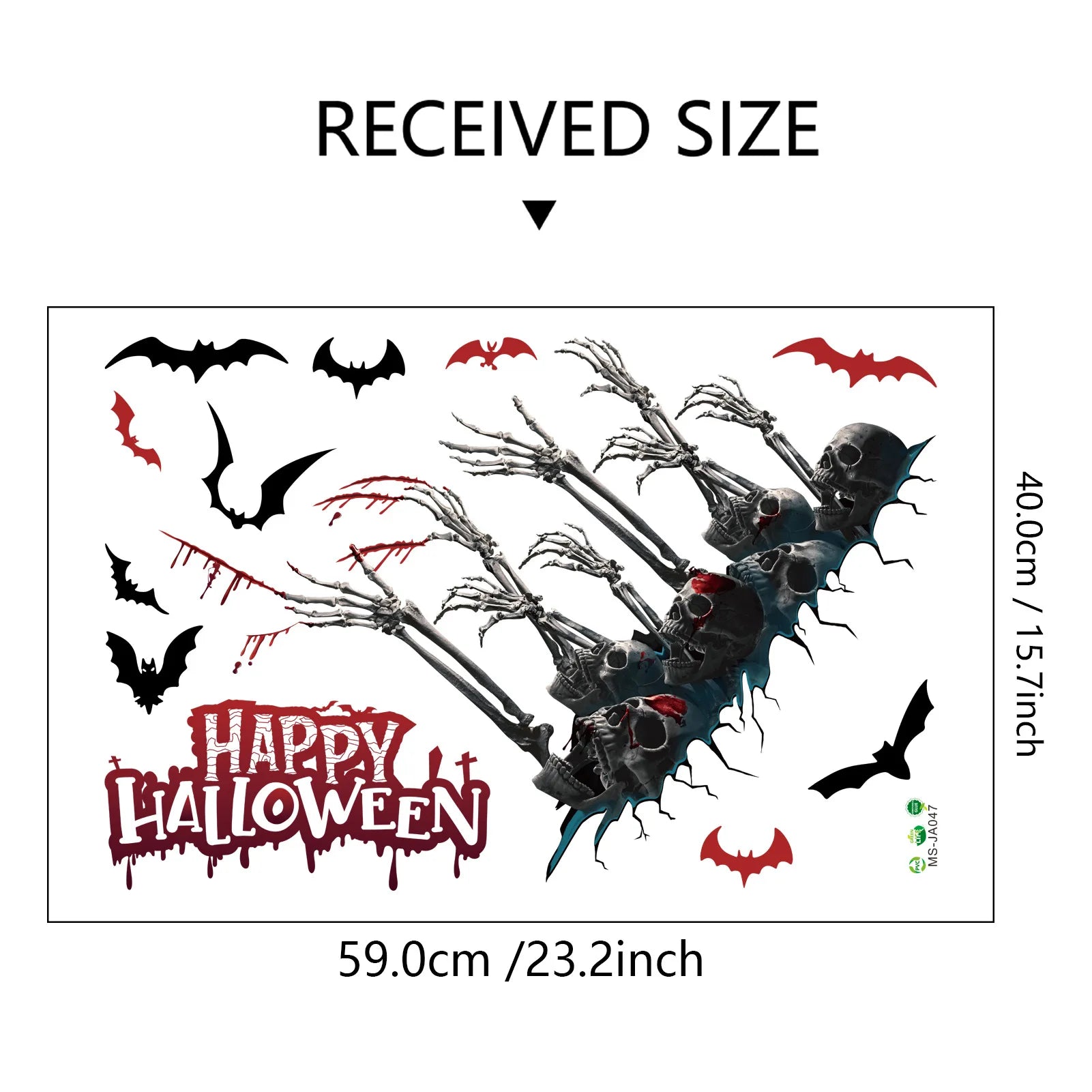 Halloween Wall Stickers Horror Thriller Broken Wall Zombie Theme Party Home Decoration Wall Stickers