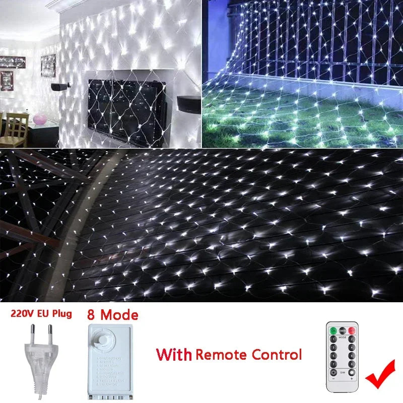 1M-36M LED Outdoor Fishing Net Christmas Fairy Lights Festoon Garden Street Garland Curtain Wedding Tree Ramadan Decoration 2026