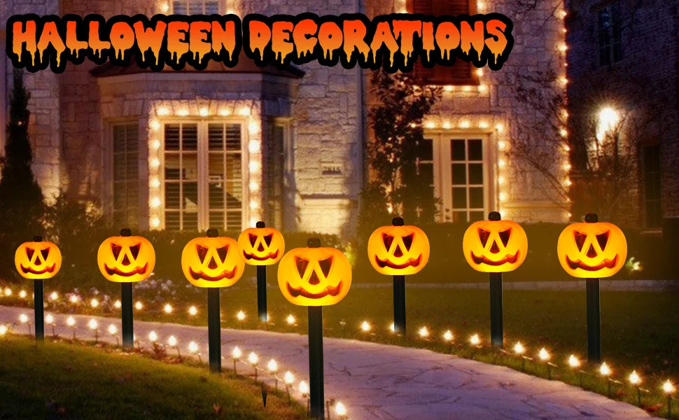 5PCS/Set Pumpkin,Ghost Solar Halloween Lights Outdoor Waterproof Pathway Light Garden Home Decoration Lamp Halloween Accessories