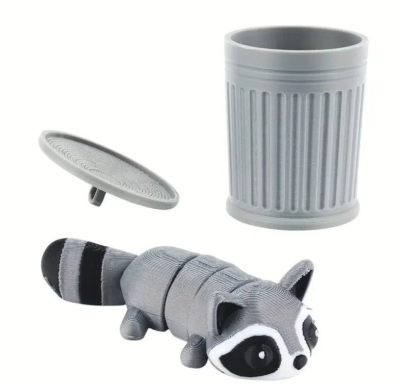 3D Printed Raccoon Trash Can Decoration- Multifunctional Indoor and Outdoor Movable Raccoon Statue, Suitable for Home, Office