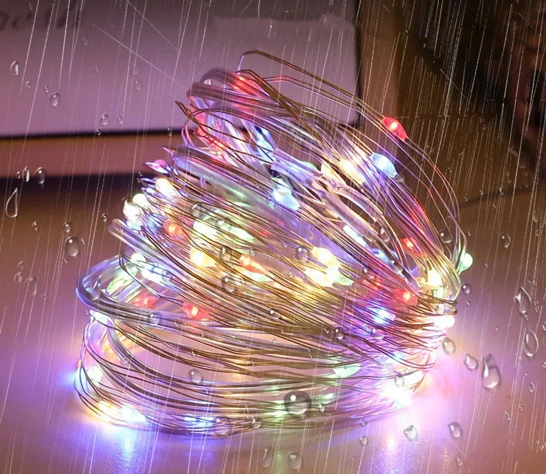 7M~42M Solar Power Fairy String Lights, Waterproof, Copper Wire, Christmas Party Garland, Outdoor Garden, Wedding