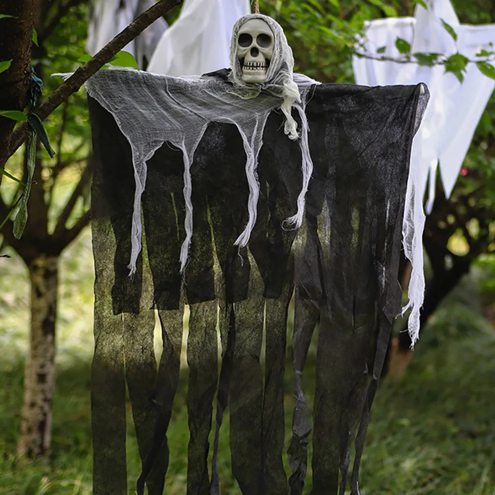 Halloween Decoration Skeleton Pendant,Hanging Ghost Skull Gauze,Haunted House Outdoor Decoration,Horror Props