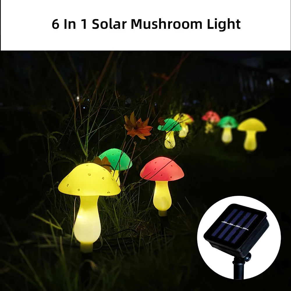 12LEDS Solar Panel Mushroom Fairy Light Garden Outdoor Decor Waterproof Night Lamp Yard For Christmas Wedding Party Decoration
