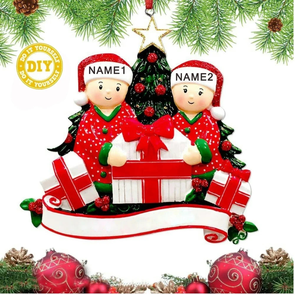 Personalized Family Christmas Ornament Cartoon Pendant Christmas Tree Hanging New Year 2024 Gift Xmas Tree Decoration for Home