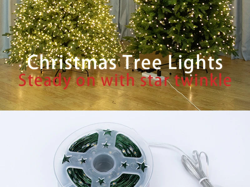 Twinkle Star Christmas Tree Decoration Fairy Lights Green Copper wire 30M 50M 100M 120M 200M 300M Plug in Garland String Light