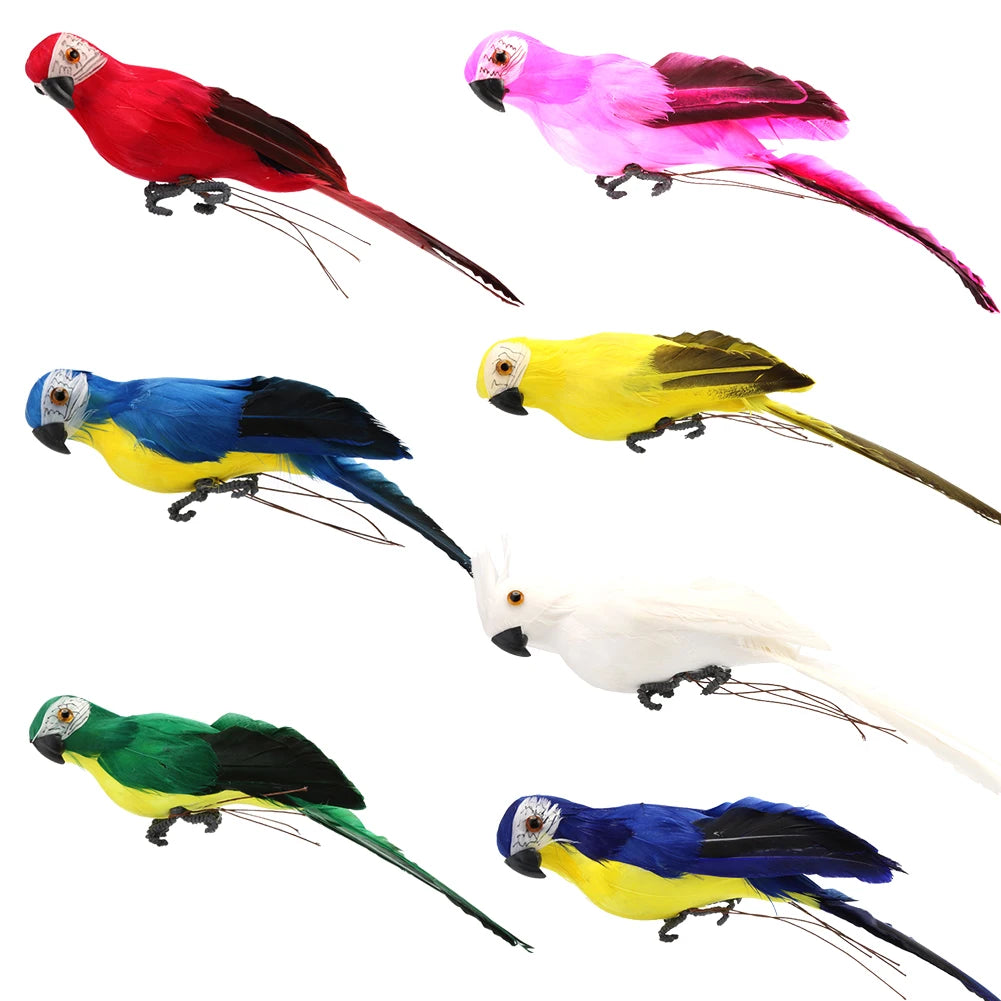 25cm Simulation Parrot Creative Foam Feather Artificial Parrot Macaw Bird Model Lawn Figurine Home Garden Ornament Decoration