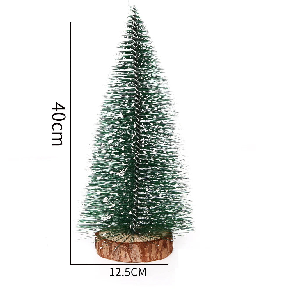 Mini Christmas Trees Different Size Craft Artificial Wooden Base Mini Christmas Tree Xmas Home Party New Year 2025 Decoration