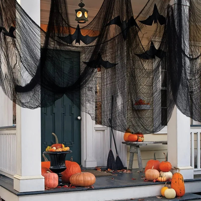 Halloween Black Gauze Outdoor Hanging Scary Gauze Ghost Cloth for Haunted House Scene Props Halloween Party Decoration Props